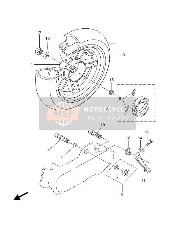 Yamaha CW50 BWS 2002 Ruota posteriore per un 2002 Yamaha CW50 BWS